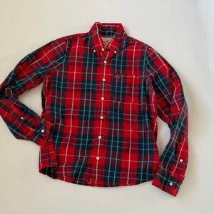 Hollister Red and Green Plaid Casual Shirt